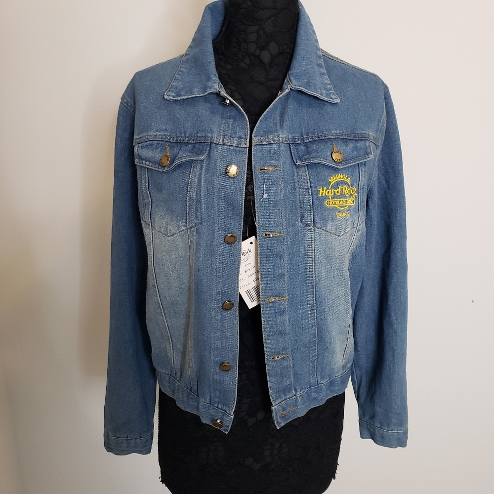 Seminole Hard Rock Hotel Casino Unisex Trucker Denim Jacket Light Blue S…